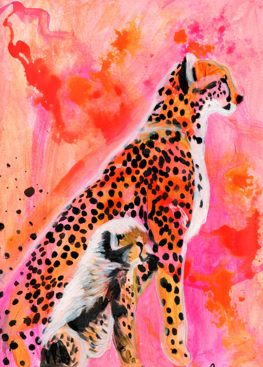 Cheetah - Oil on paper - 9x12