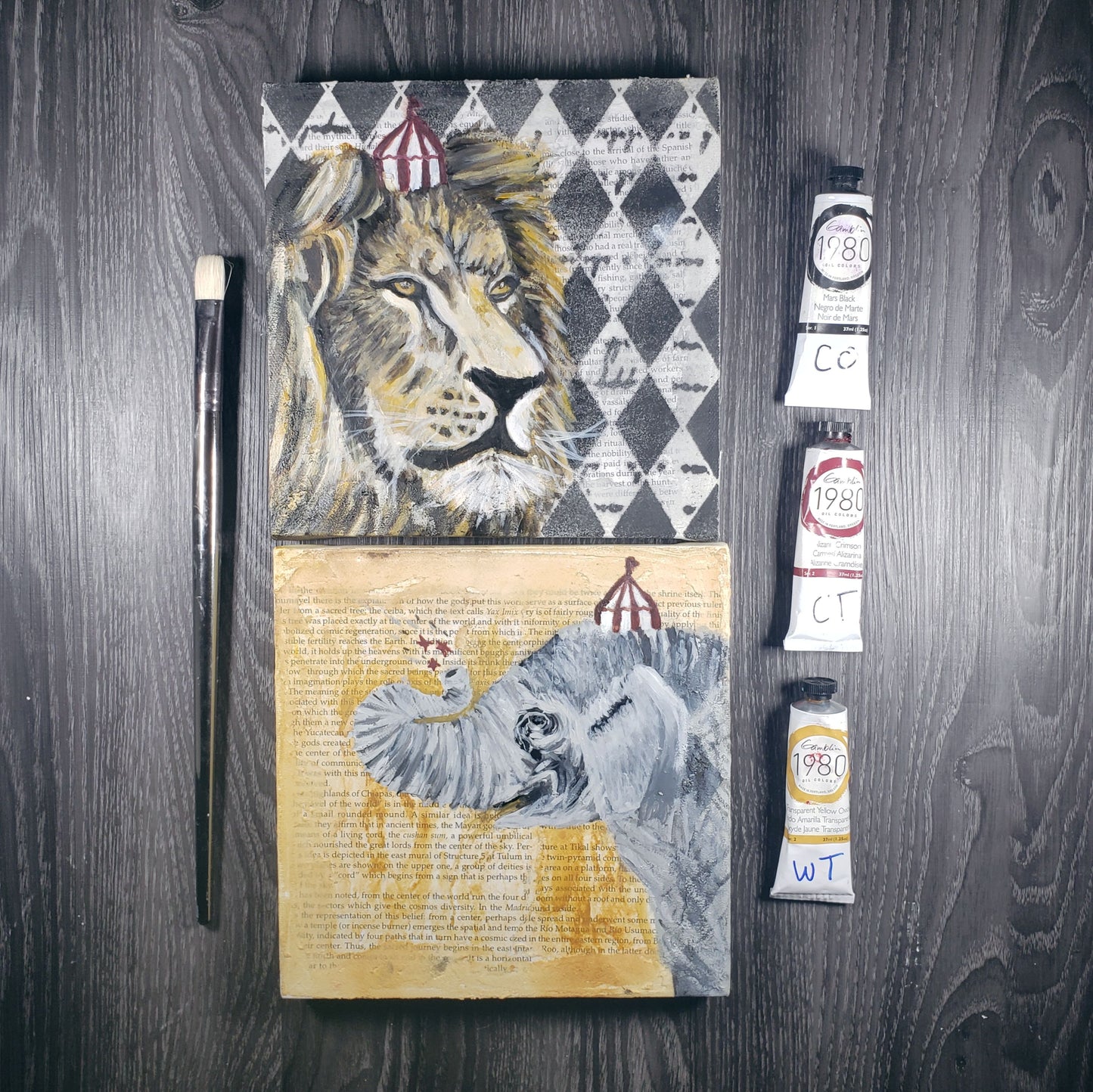 Elephant Canvas Painting, Lion Painting on Canvas